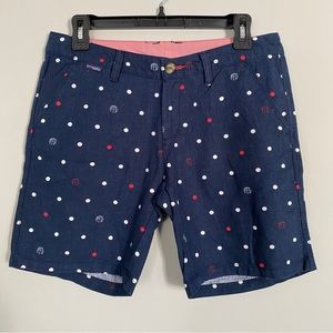 Columbia PFG Red White Navy Blue Polka Dot Linen Bland Shorts Size 6